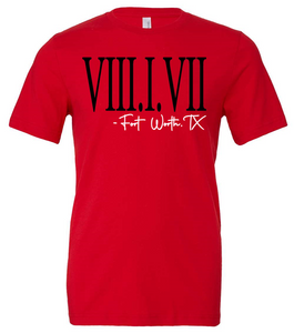 817 Roman Numerals - Black And White Font - Red Shirt