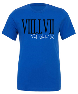 817 Roman Numerals - Black And White Font - Royal Blue Shirt