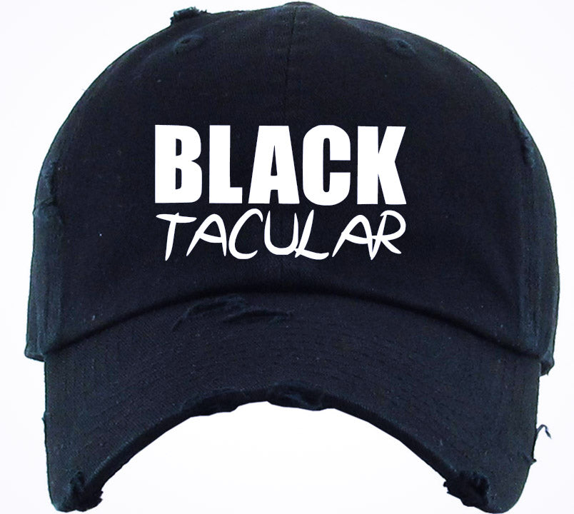 Distressed Black Unisex Hat - Logo 2 - White Stitched