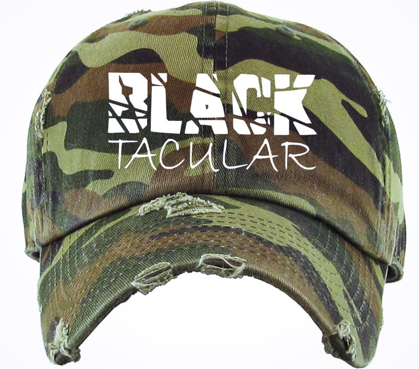 Distressed Camo Unisex Hat - Logo 1 - White Stitched