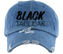 Load image into Gallery viewer, Distressed Denim Unisex Hat - Logo 3 - Black Stitched
